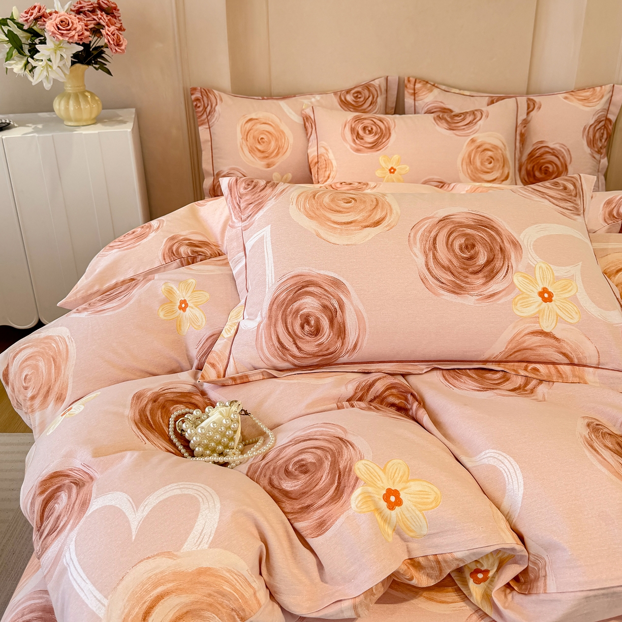 91家纺网 家纺一手货源 找家纺 壹贝家纺 2026新款全棉磨毛四件套系列 浪漫的事