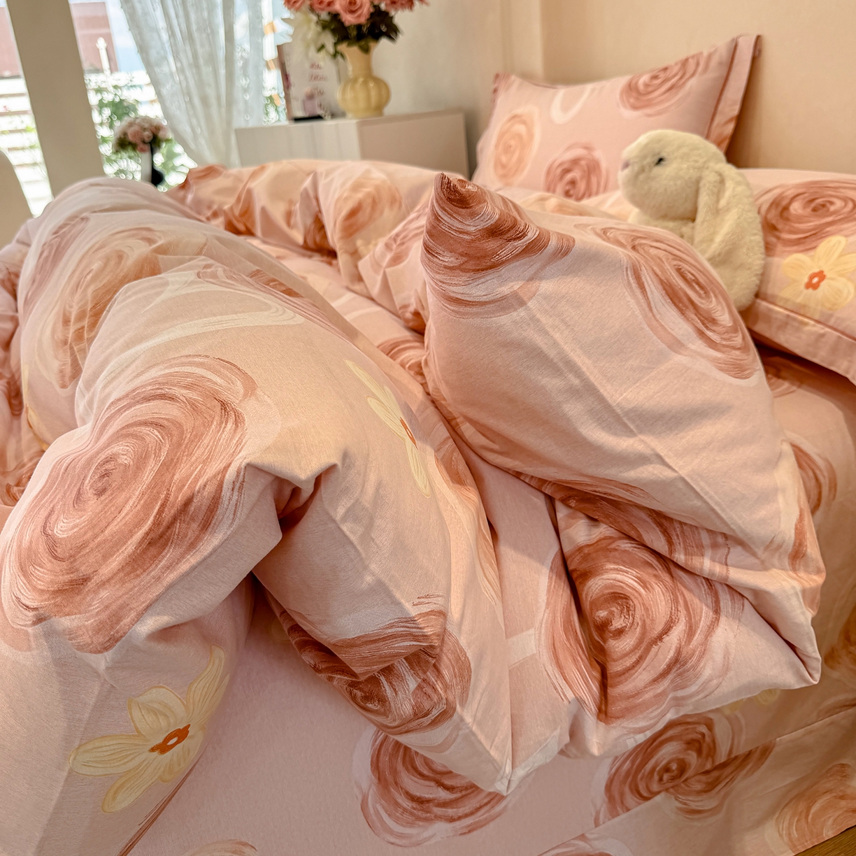 91家纺网 家纺一手货源 找家纺 壹贝家纺 2026新款全棉磨毛四件套系列 浪漫的事