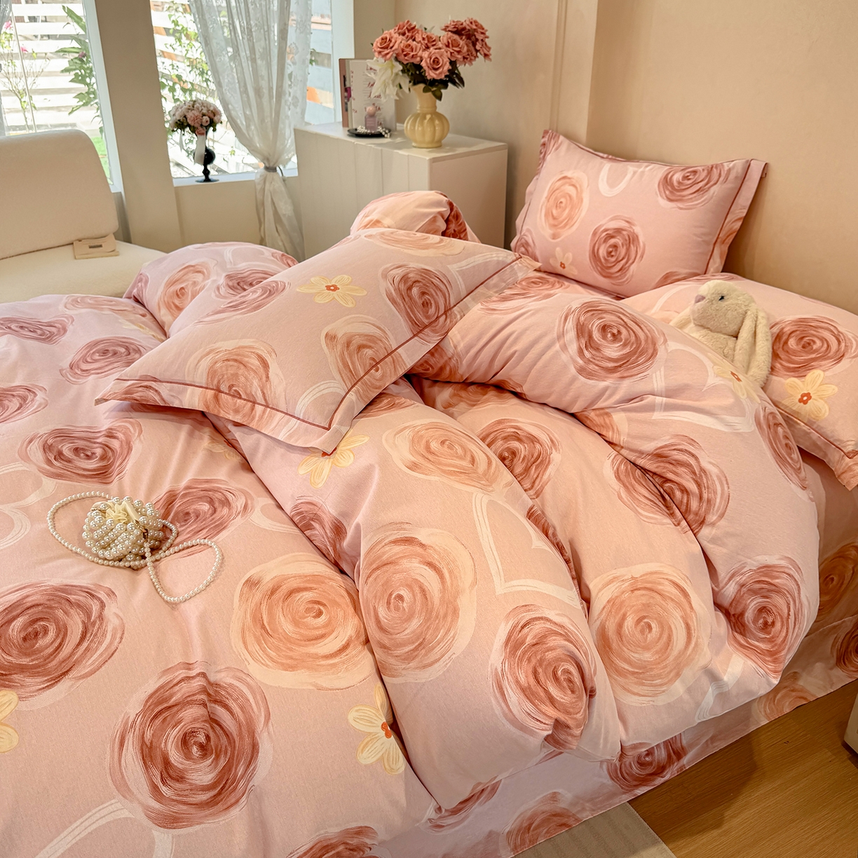 91家纺网 家纺一手货源 找家纺 壹贝家纺 2026新款全棉磨毛四件套系列 浪漫的事