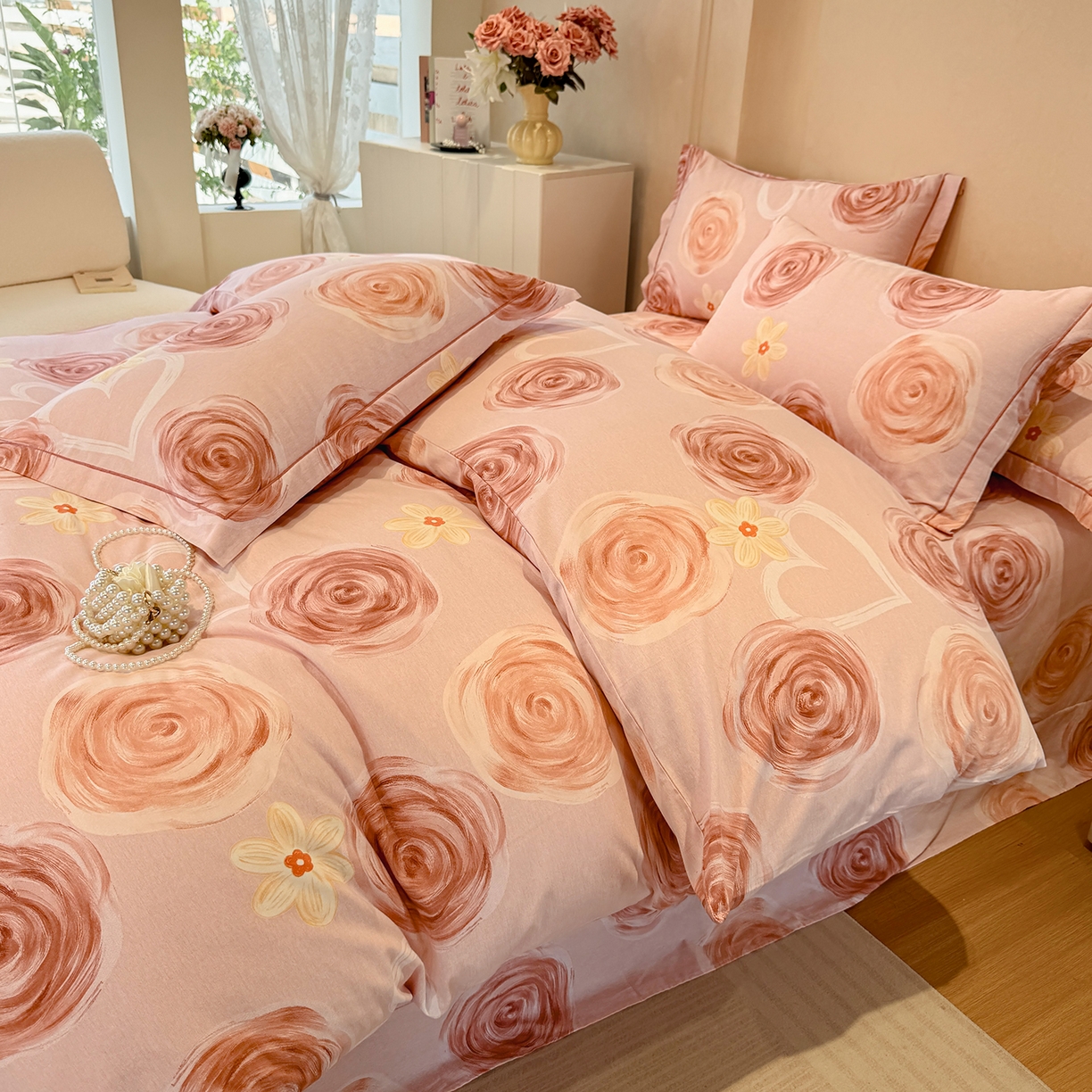 91家纺网 家纺一手货源 找家纺 壹贝家纺 2026新款全棉磨毛四件套系列 浪漫的事