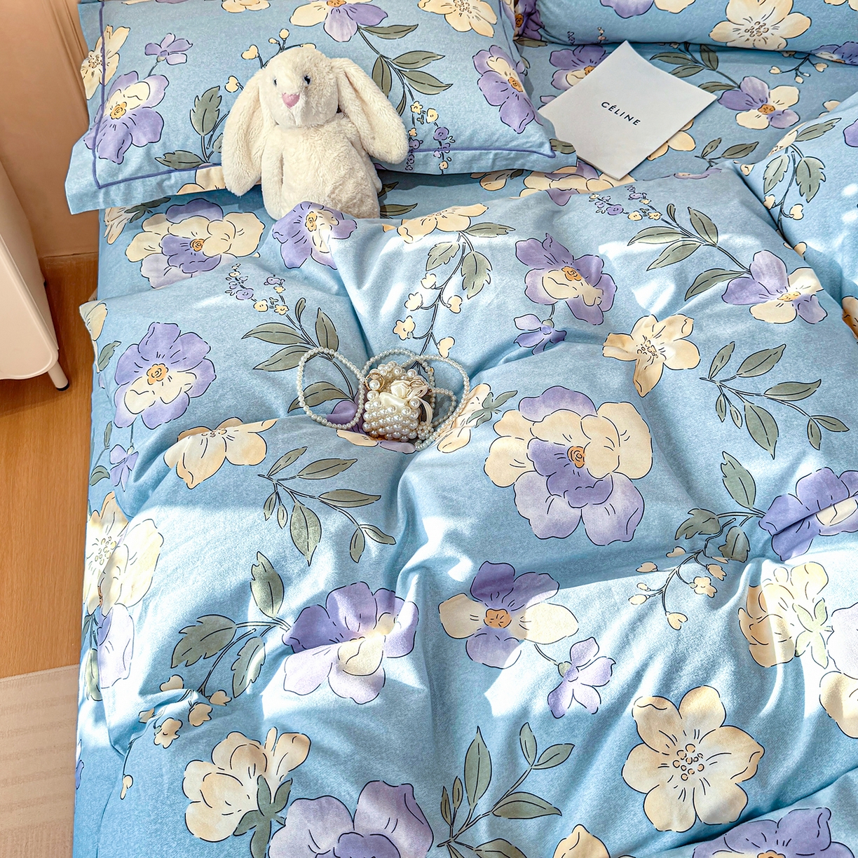 91家纺网 家纺一手货源 找家纺 壹贝家纺 2026新款全棉磨毛四件套系列 莫奈花园