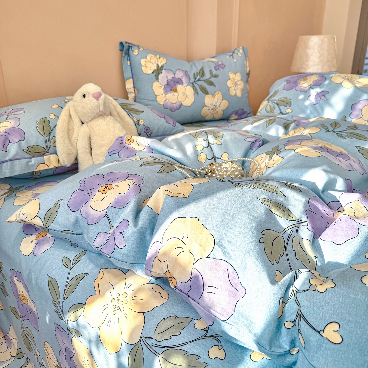 91家纺网 家纺一手货源 找家纺 壹贝家纺 2026新款全棉磨毛四件套系列 莫奈花园