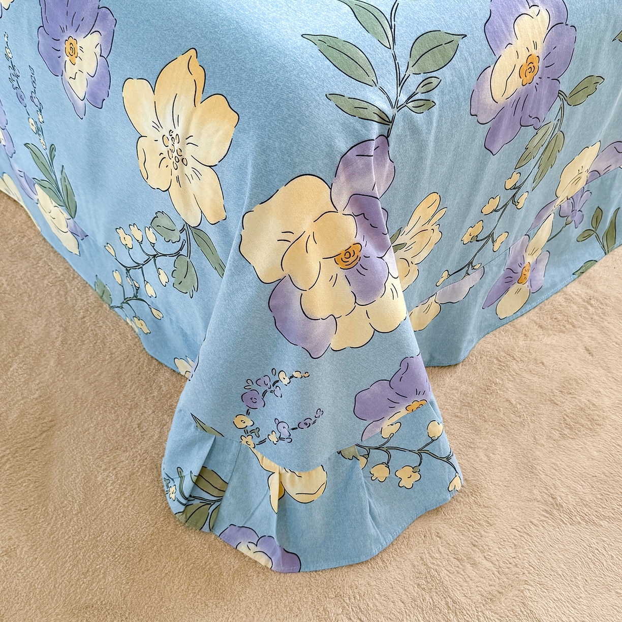 91家纺网 家纺一手货源 找家纺 壹贝家纺 2026新款全棉磨毛四件套系列 莫奈花园