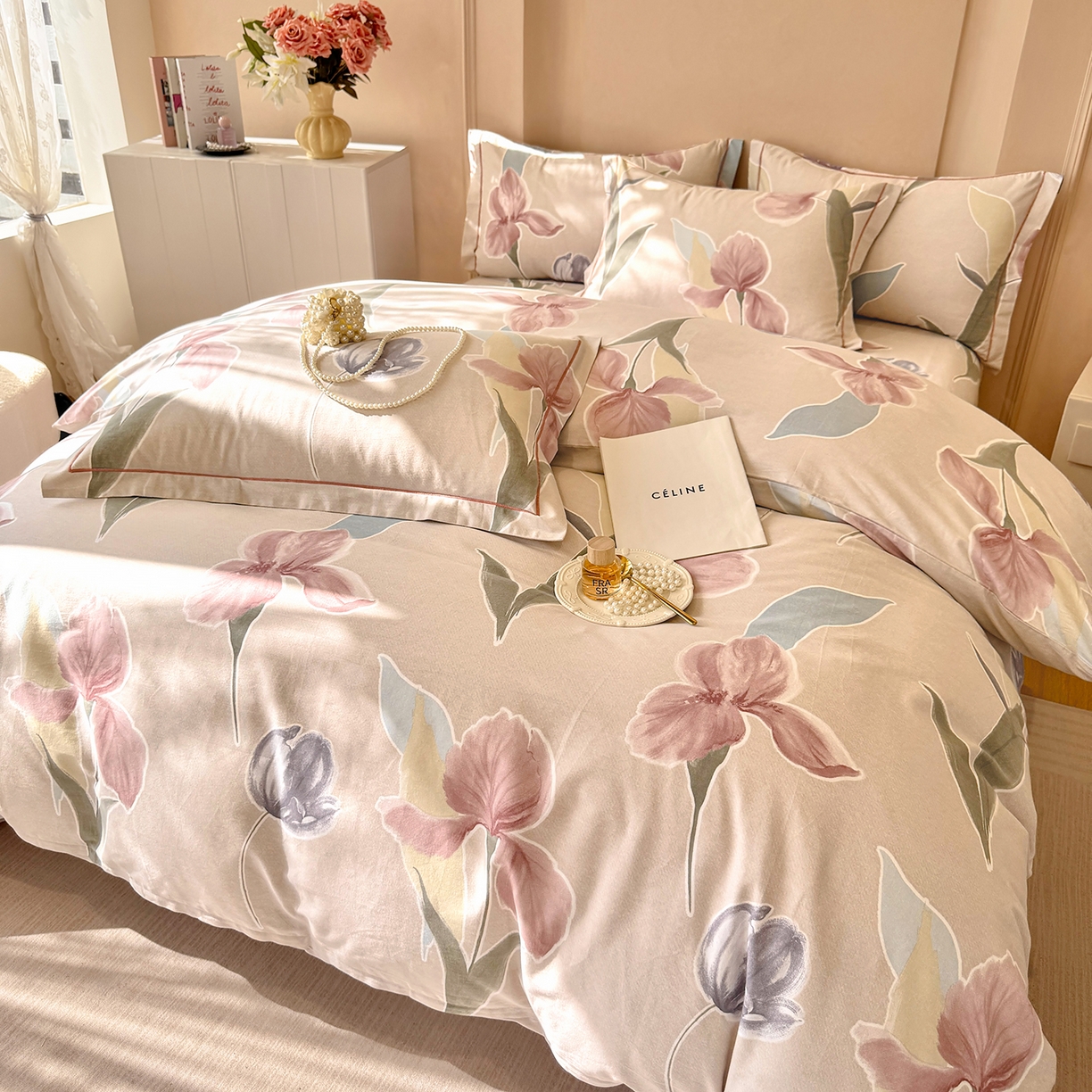 91家纺网 家纺一手货源 找家纺 壹贝家纺 2026新款全棉磨毛四件套系列 奈美