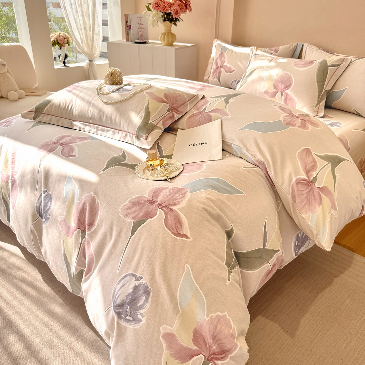 91家纺网 家纺一手货源 找家纺 壹贝家纺 2026新款全棉磨毛四件套系列 奈美