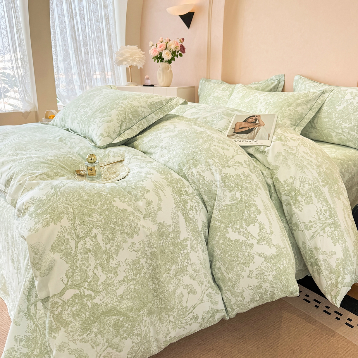 91家纺网 家纺一手货源 找家纺 壹贝家纺 2026新款全棉磨毛四件套系列 年轮