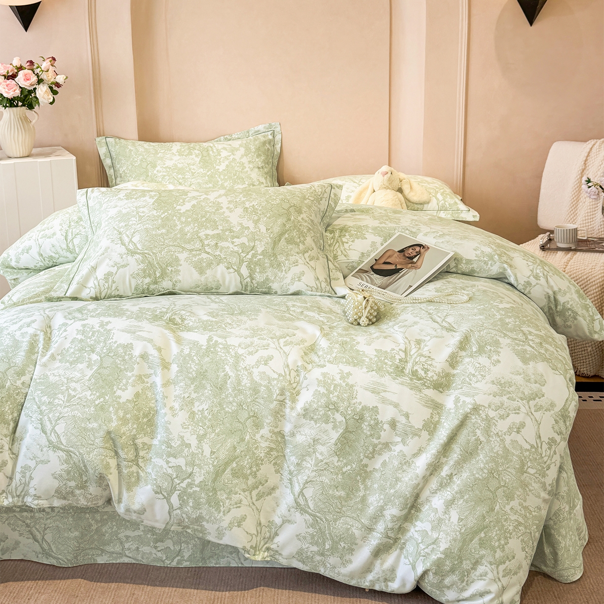 91家纺网 家纺一手货源 找家纺 壹贝家纺 2026新款全棉磨毛四件套系列 年轮