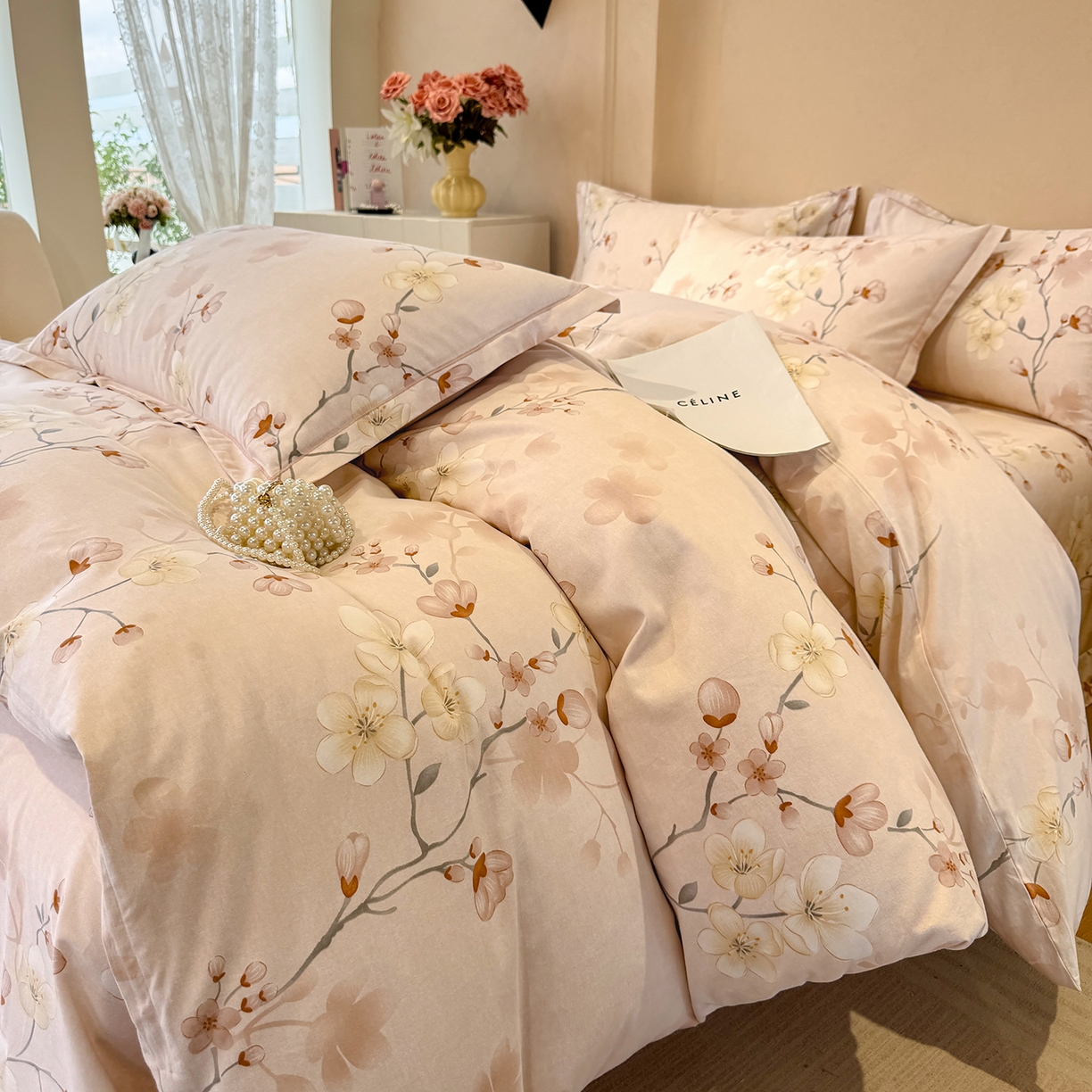 91家纺网 家纺一手货源 找家纺 壹贝家纺 2026新款全棉磨毛四件套系列 十里桃花