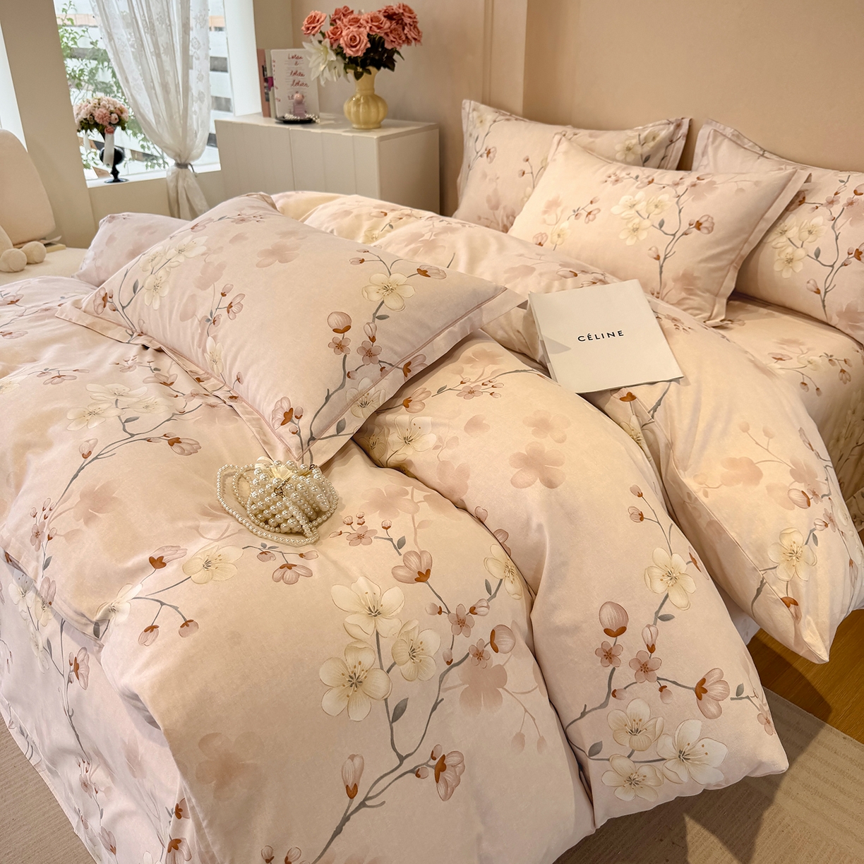 91家纺网 家纺一手货源 找家纺 壹贝家纺 2026新款全棉磨毛四件套系列 十里桃花