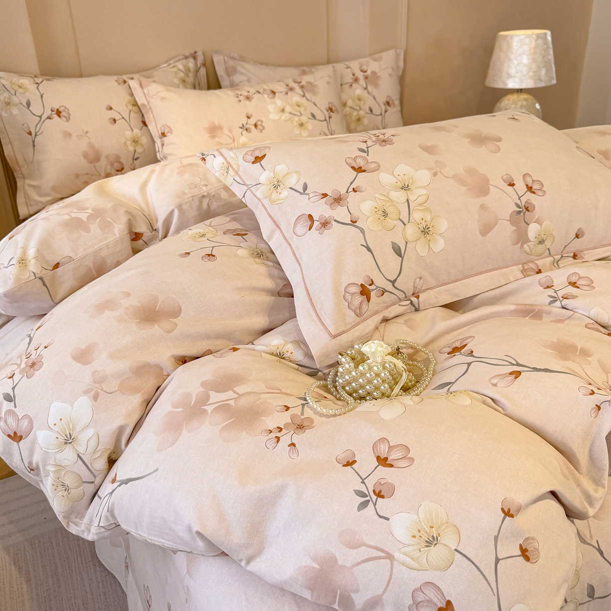 91家纺网 家纺一手货源 找家纺 壹贝家纺 2026新款全棉磨毛四件套系列 十里桃花