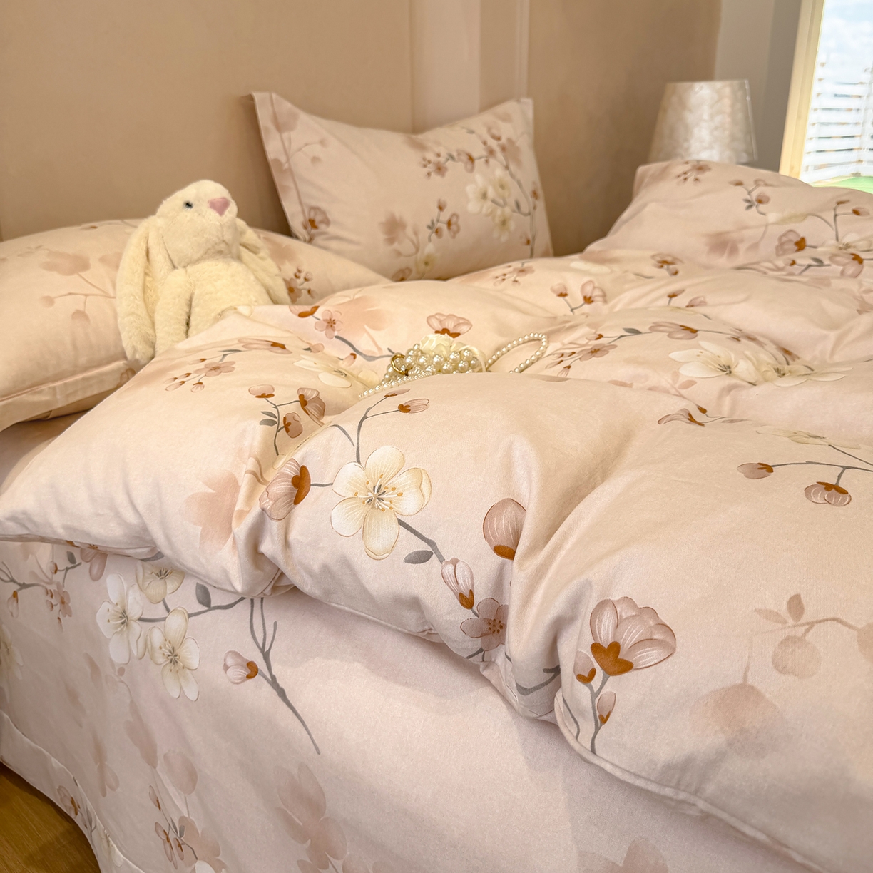 91家纺网 家纺一手货源 找家纺 壹贝家纺 2026新款全棉磨毛四件套系列 十里桃花