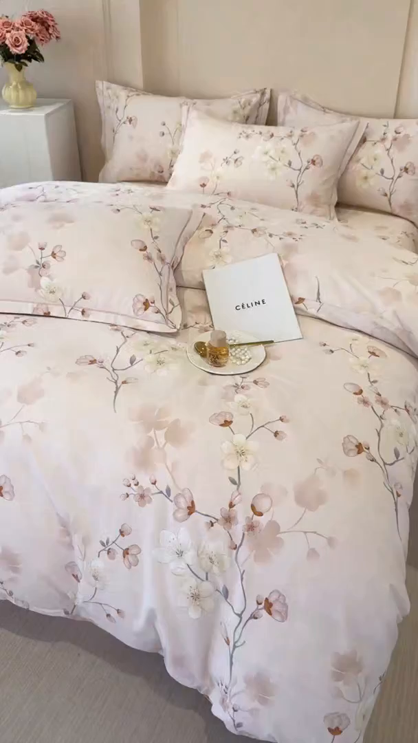 91家纺网 家纺一手货源 找家纺 壹贝家纺 2026新款全棉磨毛四件套系列 十里桃花