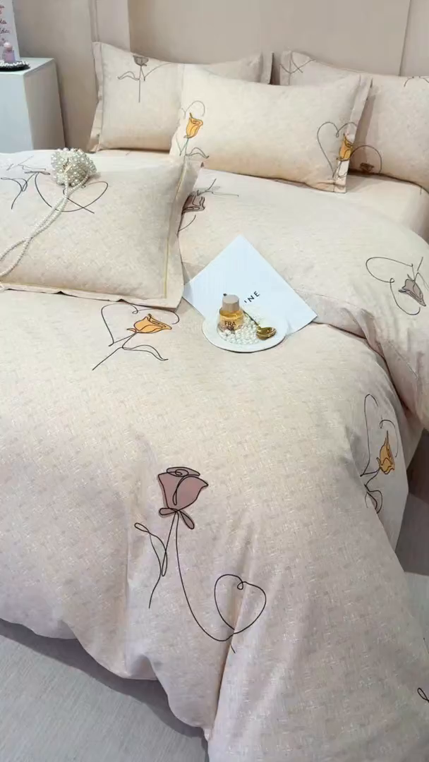 91家纺网 家纺一手货源 找家纺 壹贝家纺 2026新款全棉磨毛四件套系列 小香玉-咖