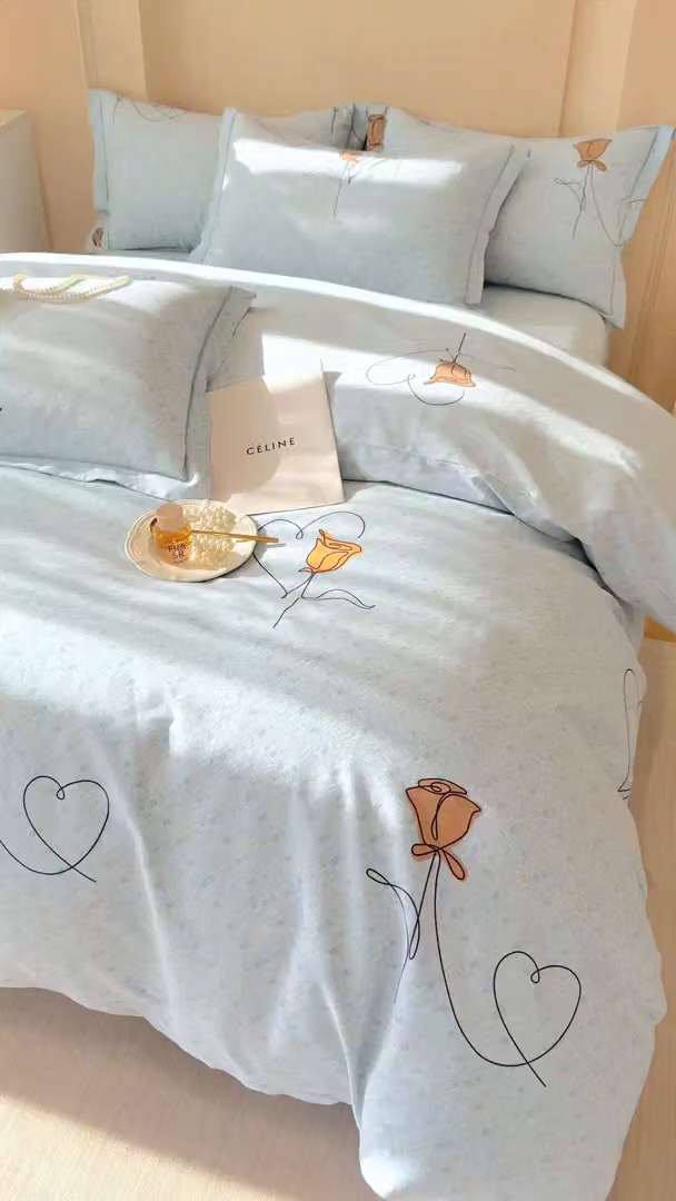 91家纺网 家纺一手货源 找家纺 壹贝家纺 2026新款全棉磨毛四件套系列 小香玉-蓝