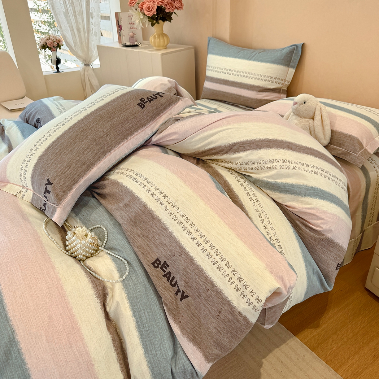 91家纺网 家纺一手货源 找家纺 壹贝家纺 2026新款全棉磨毛四件套系列 信条主义-咖