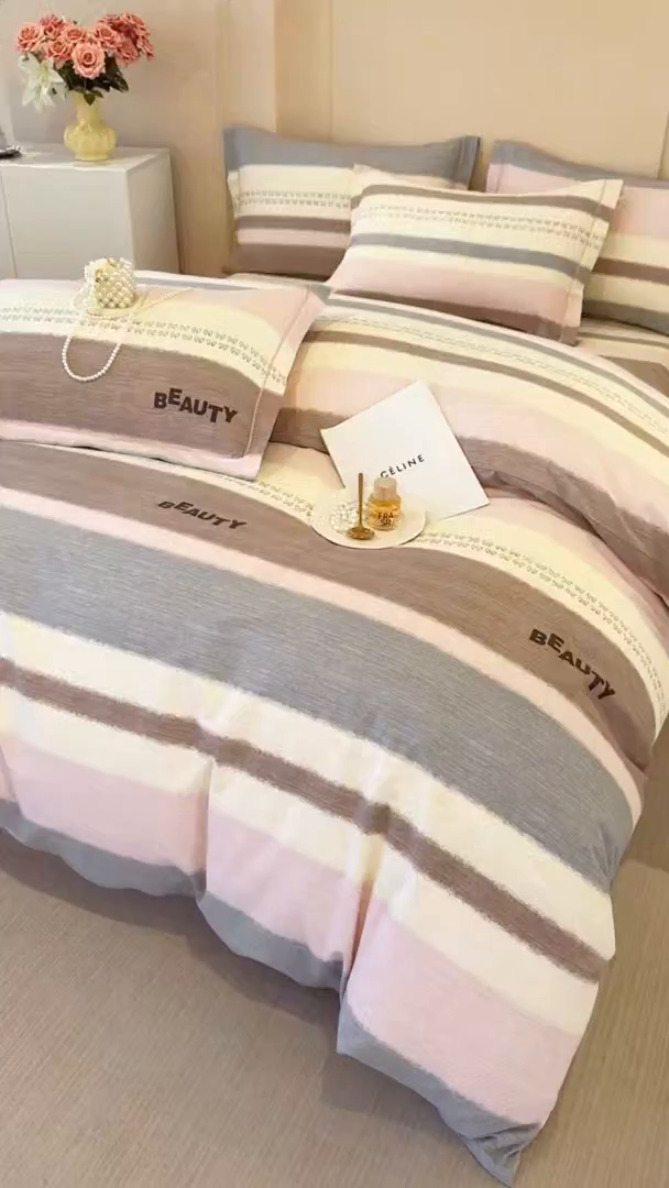 91家纺网 家纺一手货源 找家纺 壹贝家纺 2026新款全棉磨毛四件套系列 信条主义-咖