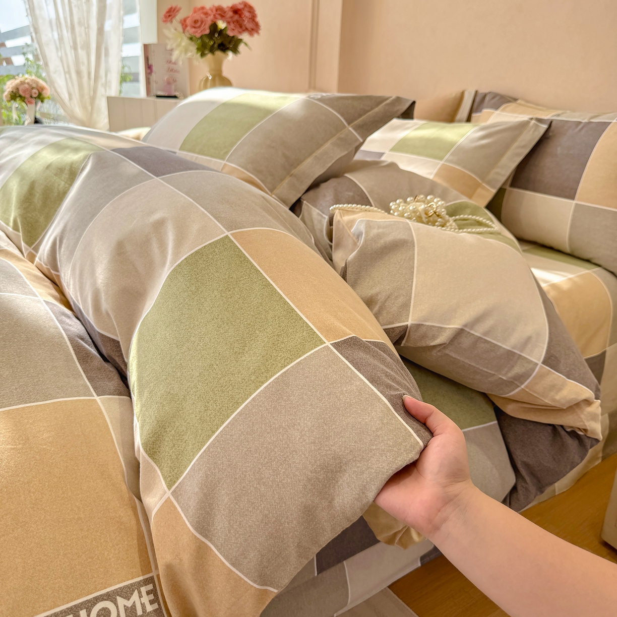 91家纺网 家纺一手货源 找家纺 壹贝家纺 2026新款全棉磨毛四件套系列 星辰