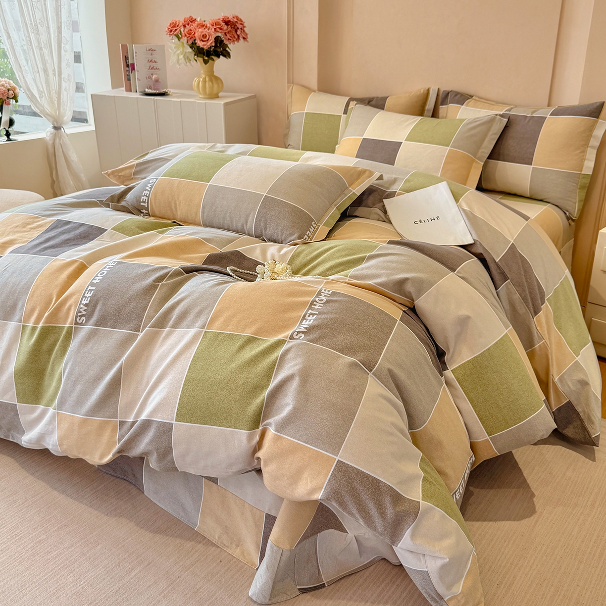 91家纺网 家纺一手货源 找家纺 壹贝家纺 2026新款全棉磨毛四件套系列 星辰