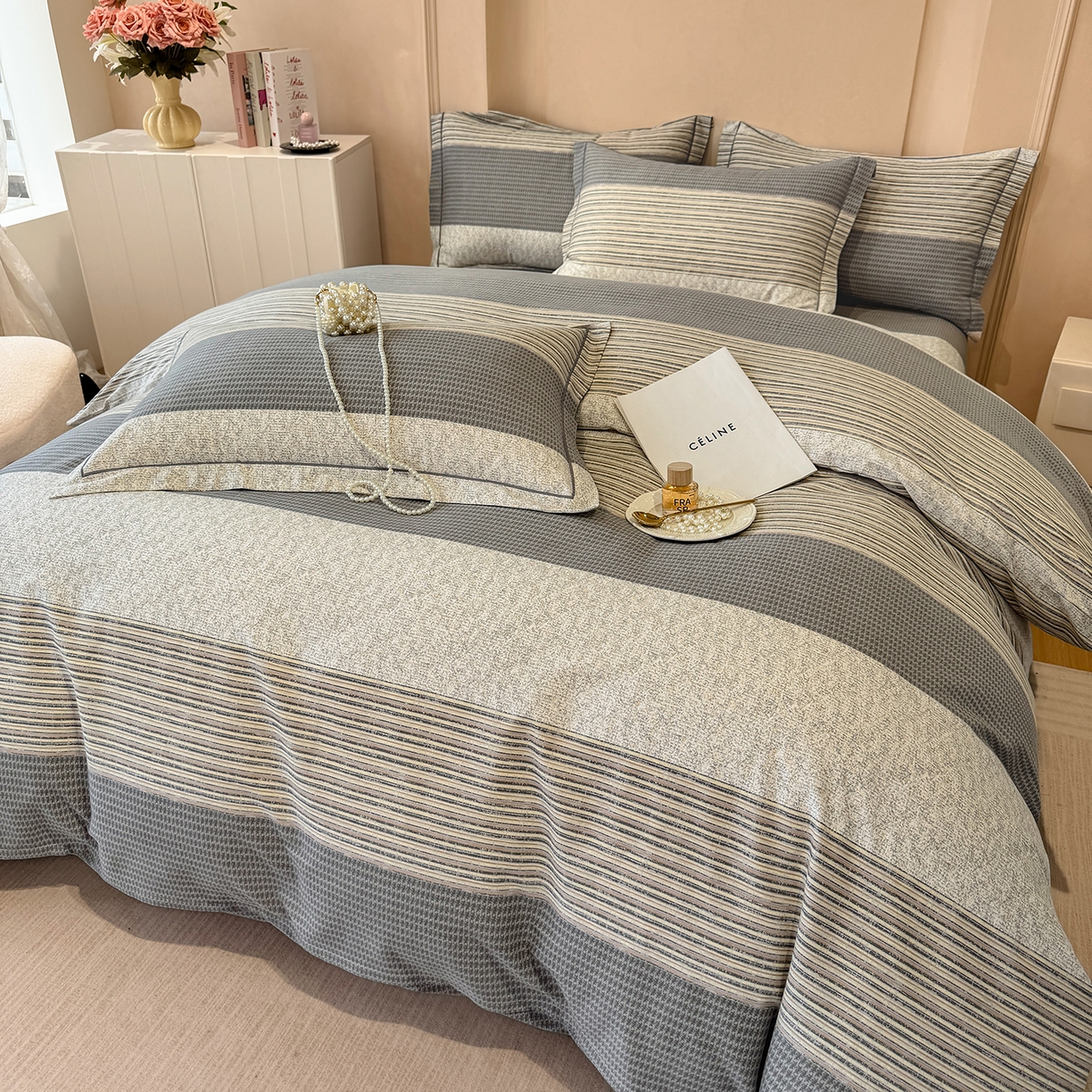 91家纺网 家纺一手货源 找家纺 壹贝家纺 2026新款全棉磨毛四件套系列 亚马逊-灰