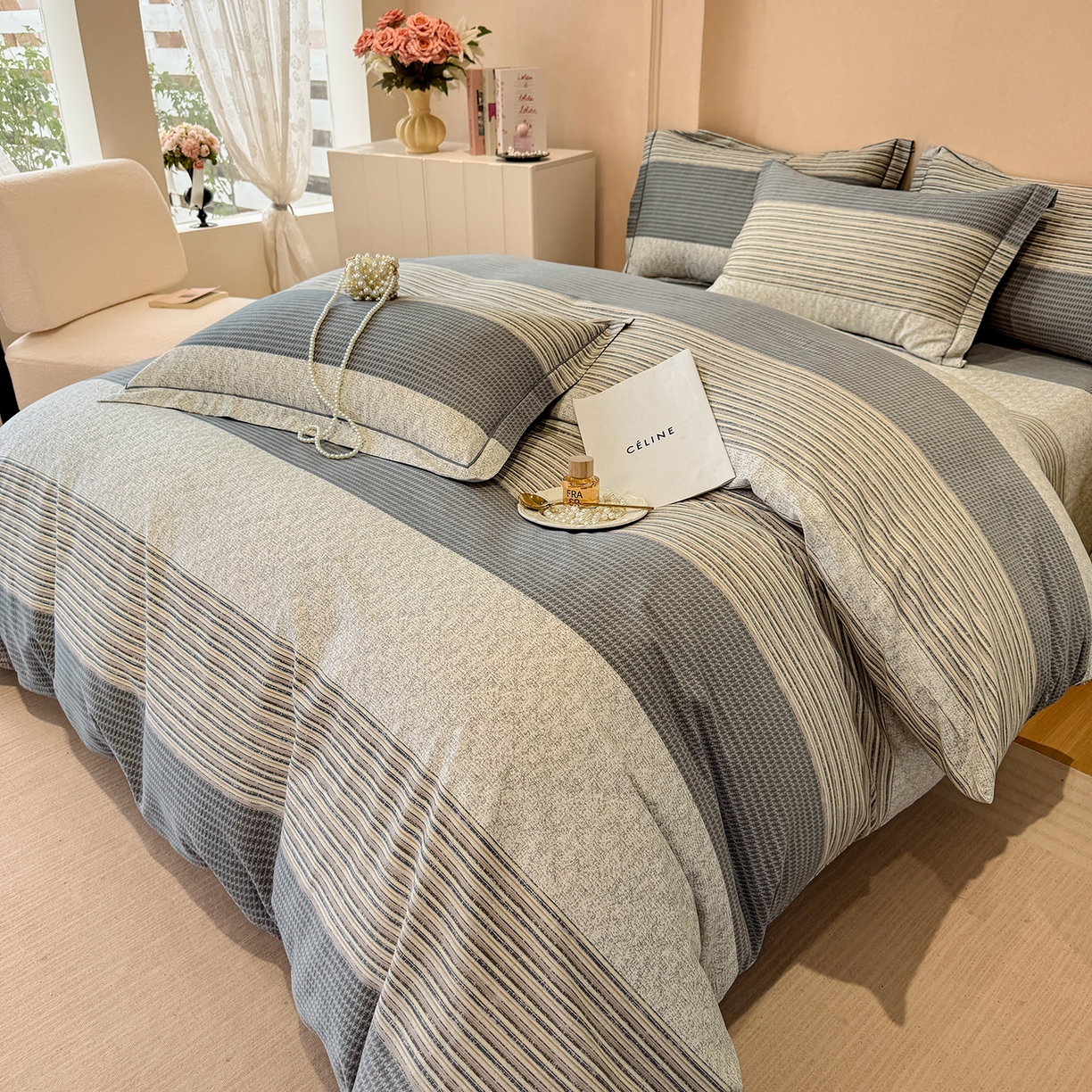 91家纺网 家纺一手货源 找家纺 壹贝家纺 2026新款全棉磨毛四件套系列 亚马逊-灰