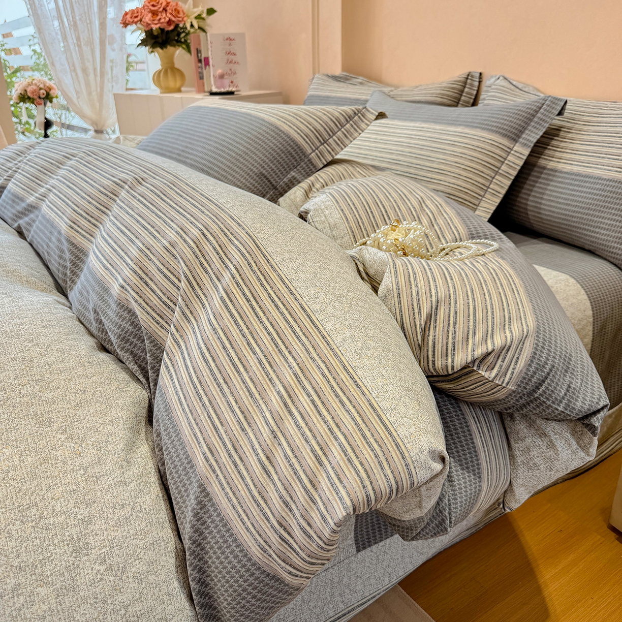 91家纺网 家纺一手货源 找家纺 壹贝家纺 2026新款全棉磨毛四件套系列 亚马逊-灰