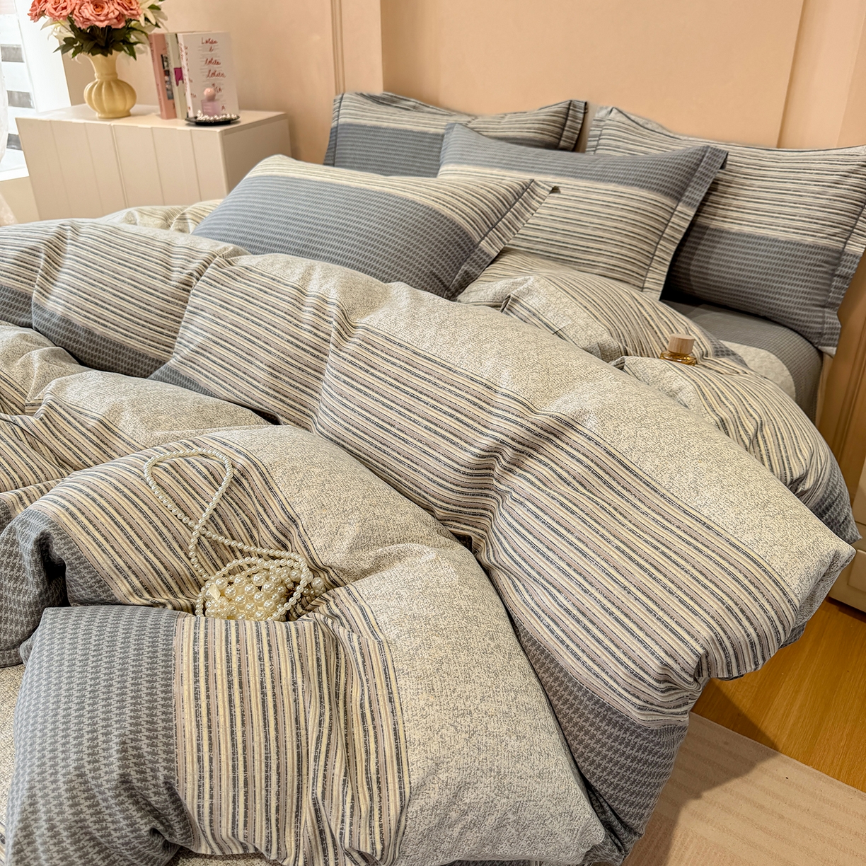 91家纺网 家纺一手货源 找家纺 壹贝家纺 2026新款全棉磨毛四件套系列 亚马逊-灰