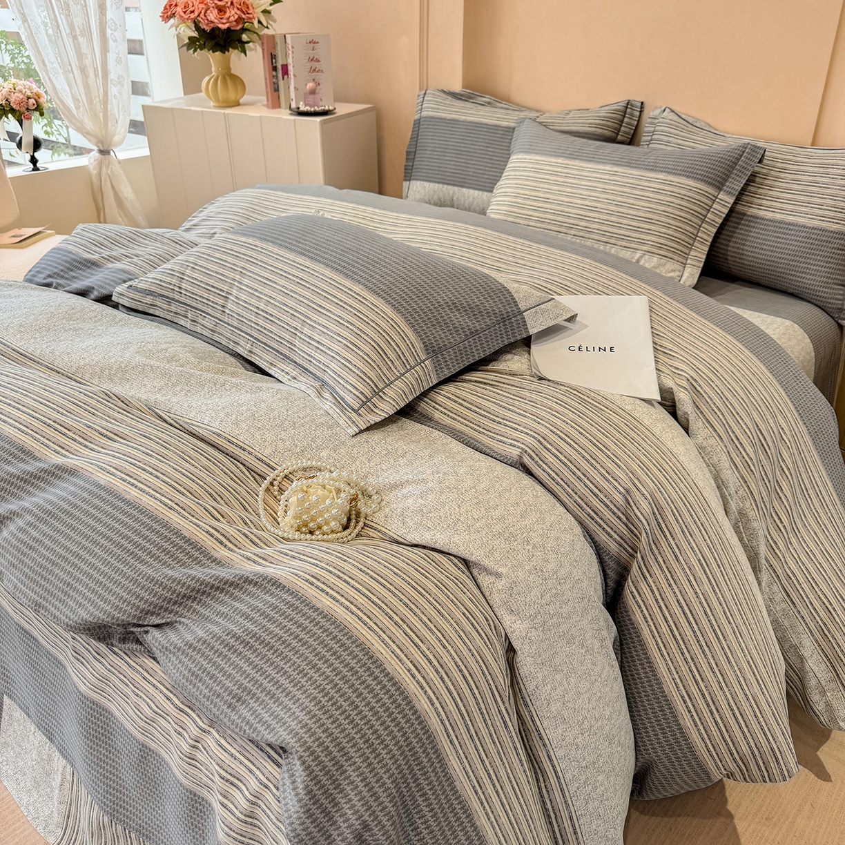 91家纺网 家纺一手货源 找家纺 壹贝家纺 2026新款全棉磨毛四件套系列 亚马逊-灰