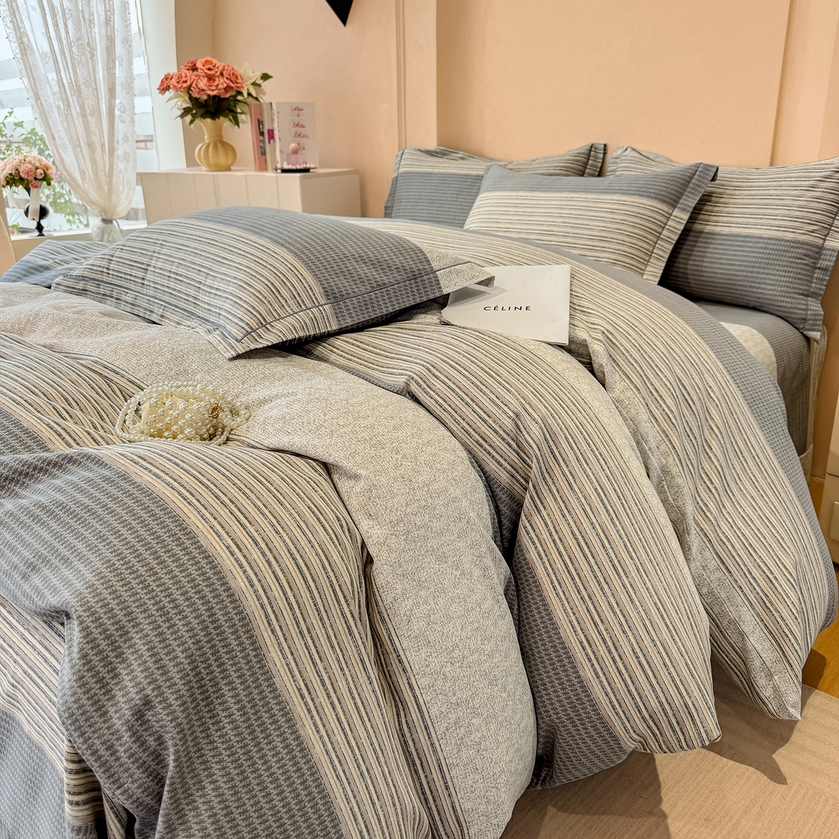 91家纺网 家纺一手货源 找家纺 壹贝家纺 2026新款全棉磨毛四件套系列 亚马逊-灰