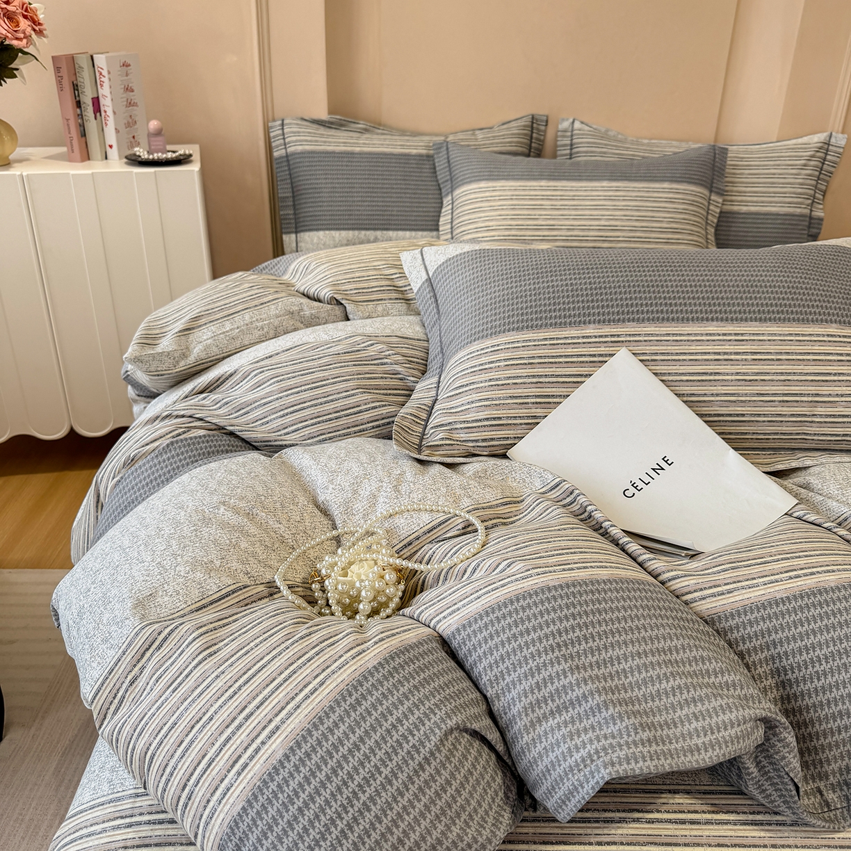 91家纺网 家纺一手货源 找家纺 壹贝家纺 2026新款全棉磨毛四件套系列 亚马逊-灰