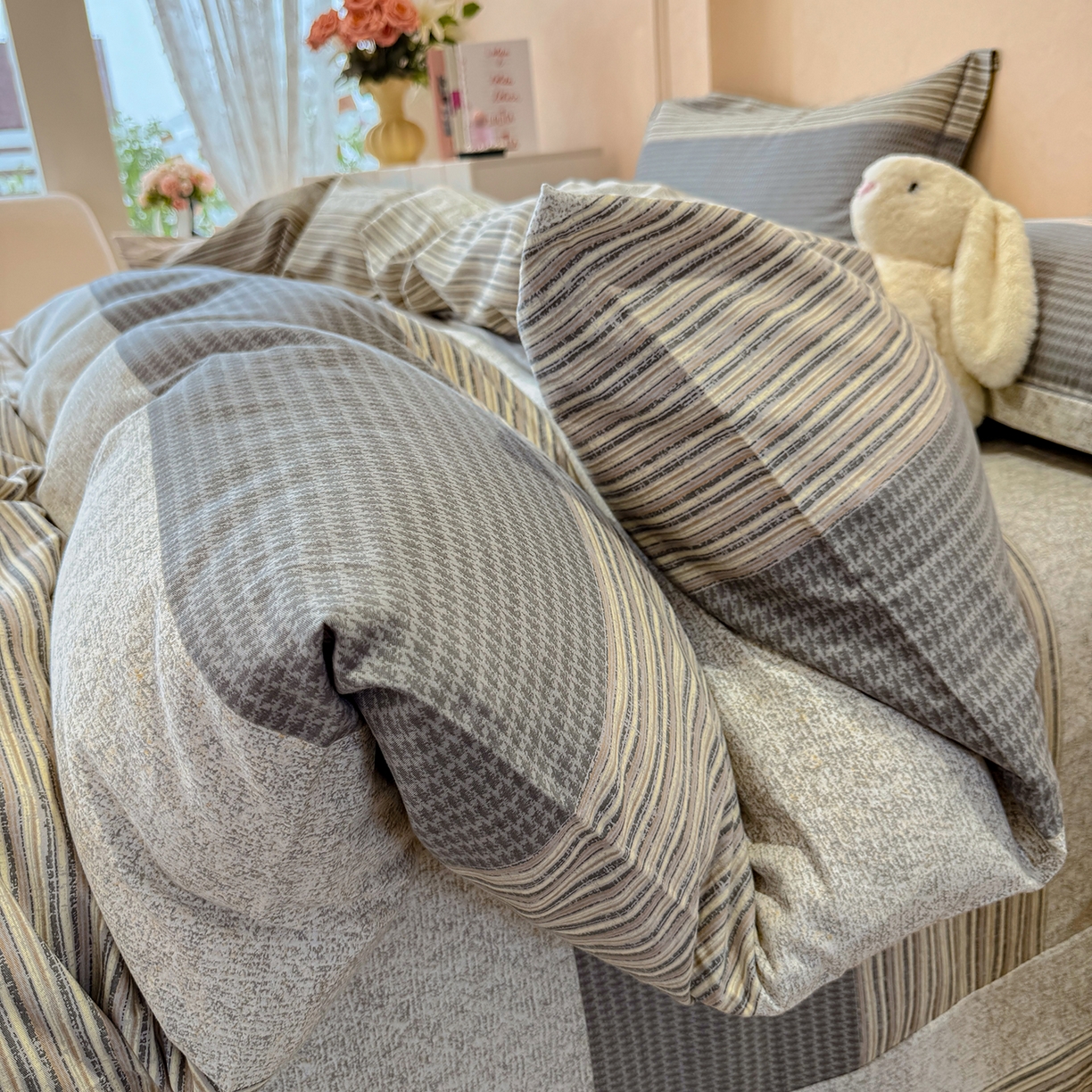 91家纺网 家纺一手货源 找家纺 壹贝家纺 2026新款全棉磨毛四件套系列 亚马逊-灰