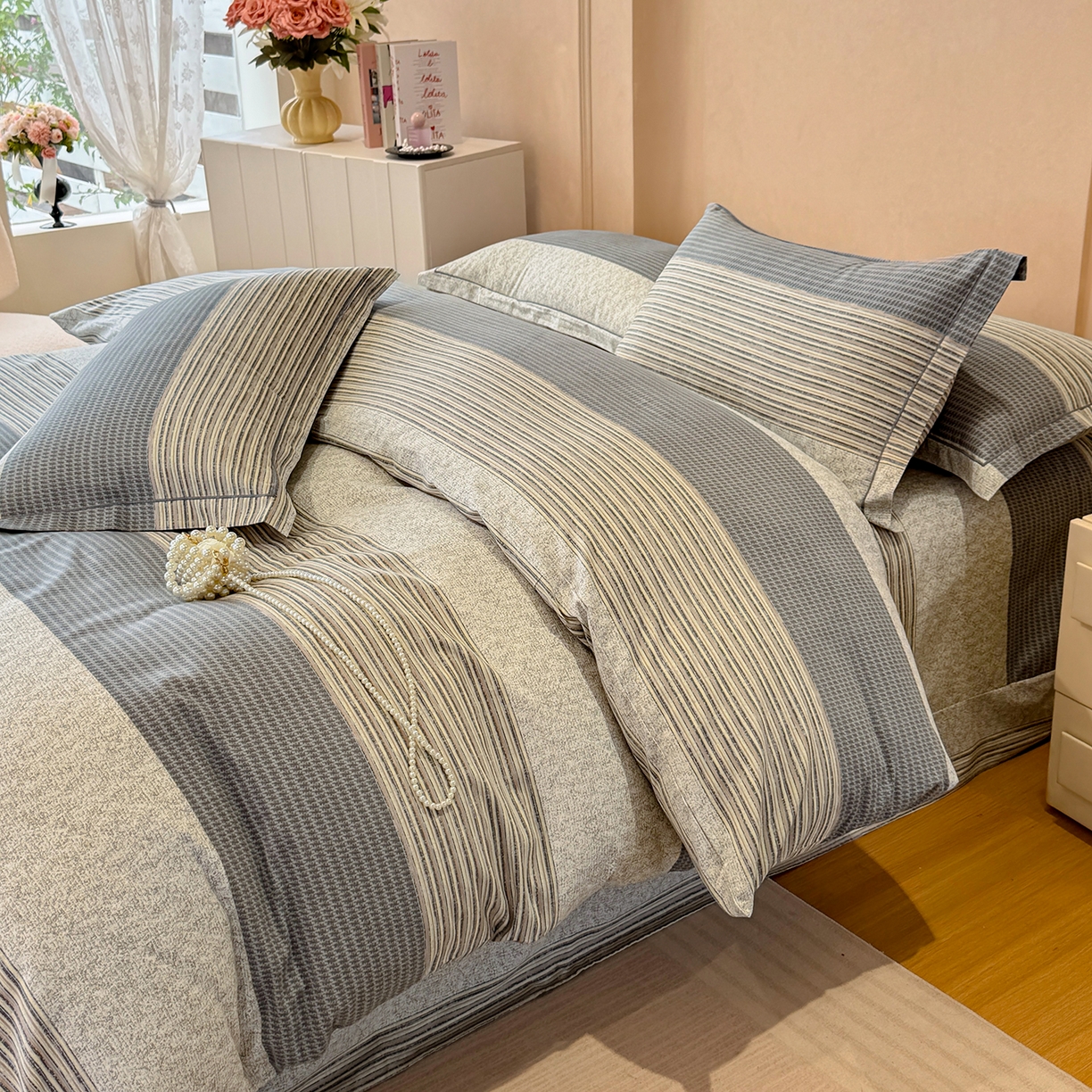 91家纺网 家纺一手货源 找家纺 壹贝家纺 2026新款全棉磨毛四件套系列 亚马逊-灰