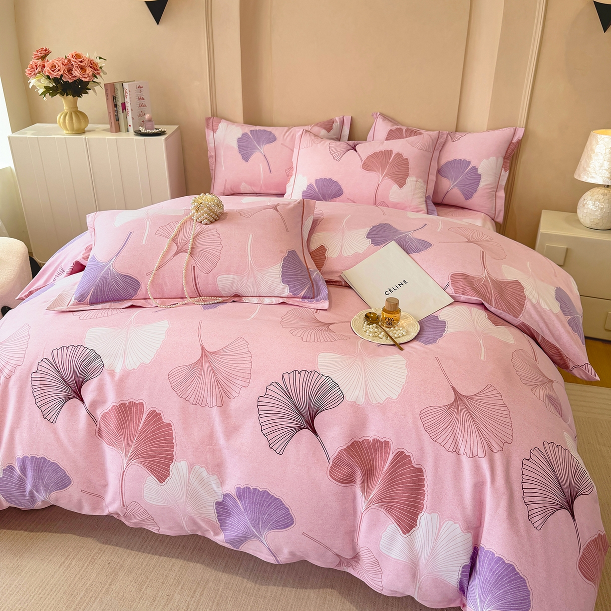 91家纺网 家纺一手货源 找家纺 壹贝家纺 2026新款全棉磨毛四件套系列 一叶知秋