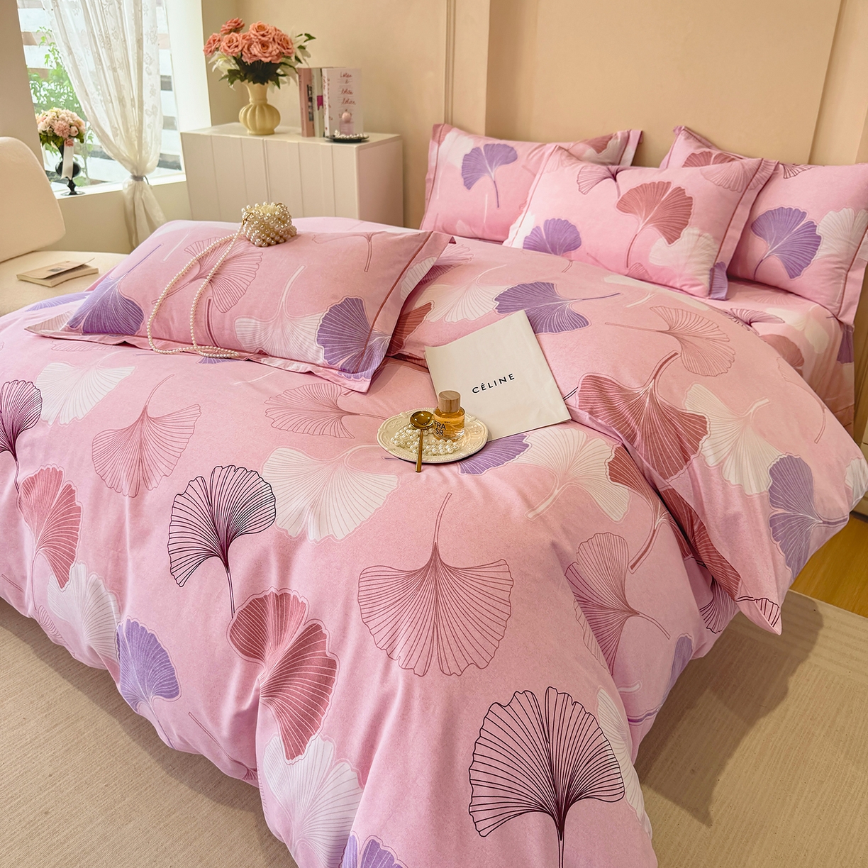 91家纺网 家纺一手货源 找家纺 壹贝家纺 2026新款全棉磨毛四件套系列 一叶知秋