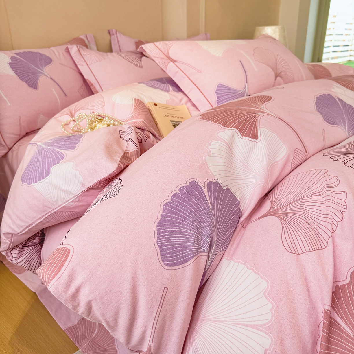 91家纺网 家纺一手货源 找家纺 壹贝家纺 2026新款全棉磨毛四件套系列 一叶知秋