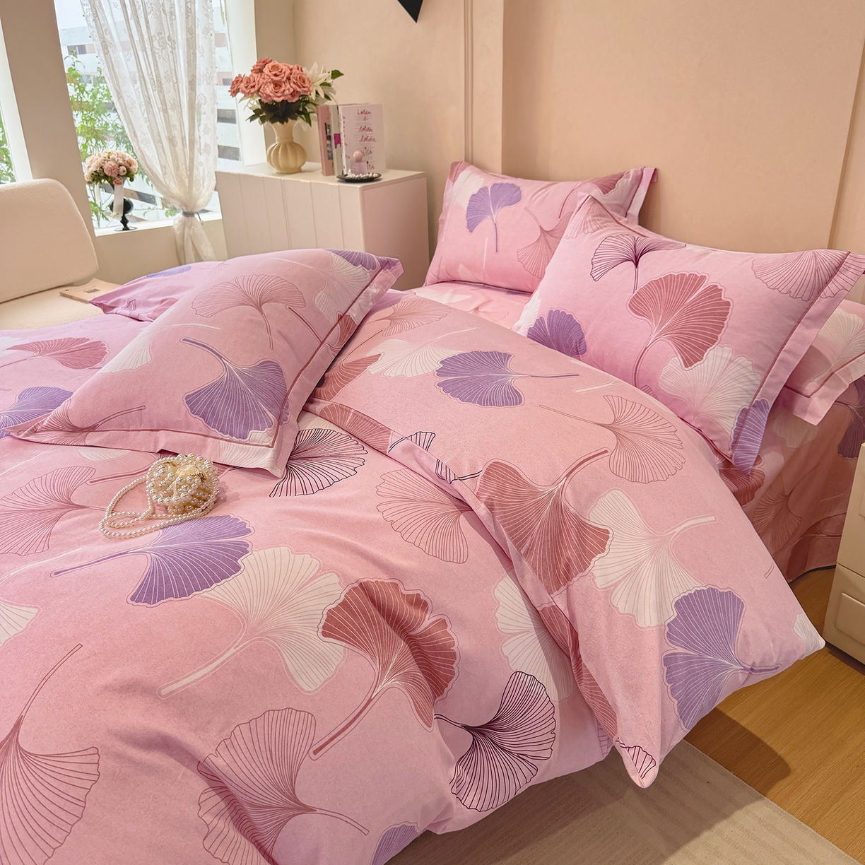 91家纺网 家纺一手货源 找家纺 壹贝家纺 2026新款全棉磨毛四件套系列 一叶知秋