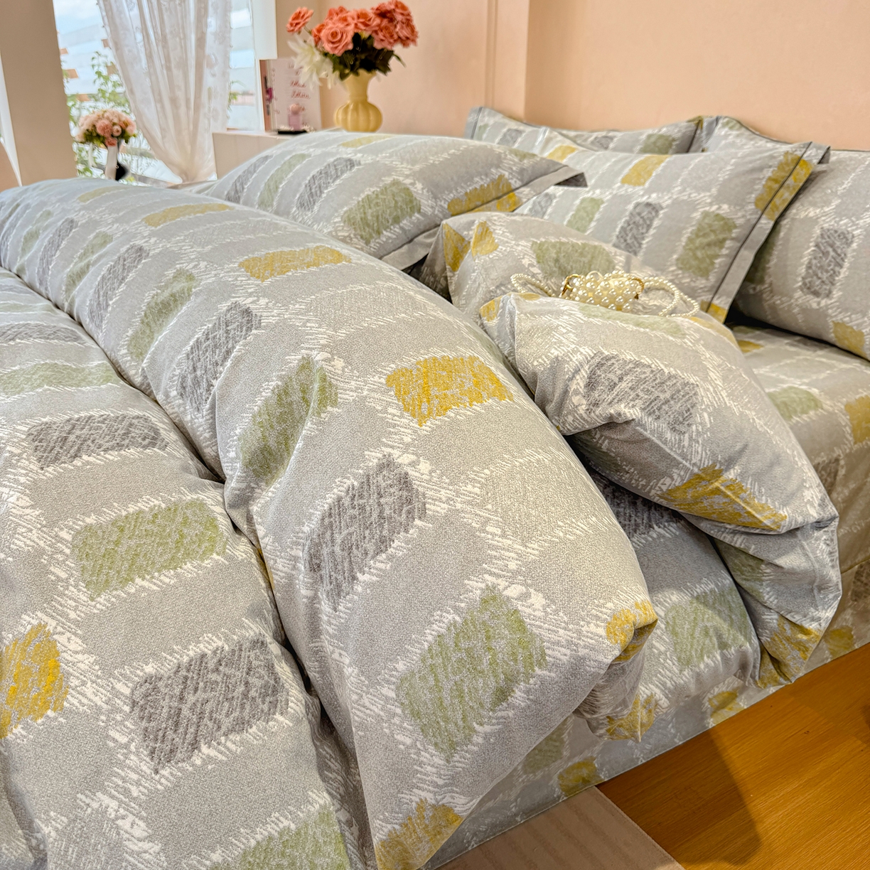 91家纺网 家纺一手货源 找家纺 壹贝家纺 2026新款全棉磨毛四件套系列 月光宝盒