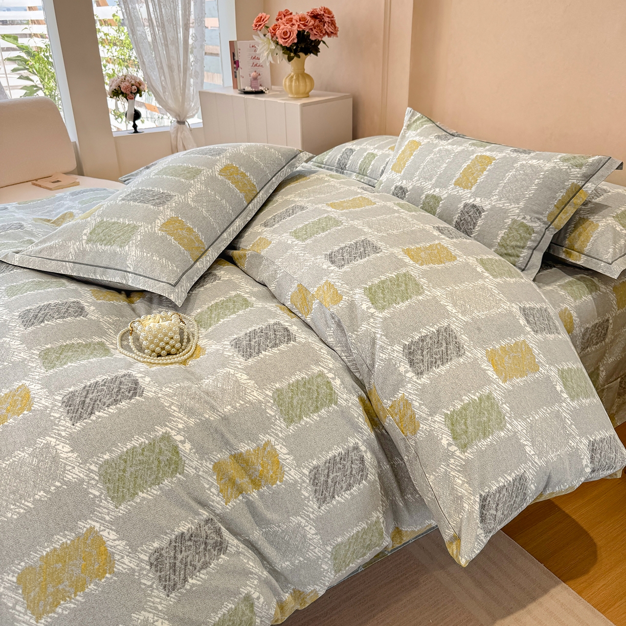 91家纺网 家纺一手货源 找家纺 壹贝家纺 2026新款全棉磨毛四件套系列 月光宝盒