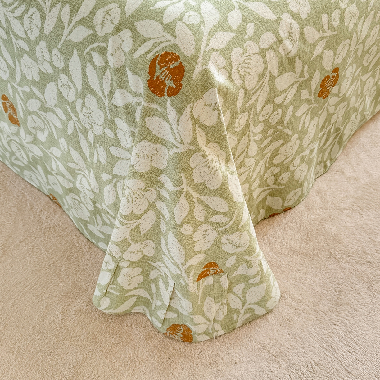 91家纺网 家纺一手货源 找家纺 壹贝家纺 2026新款全棉磨毛四件套系列 芷绿