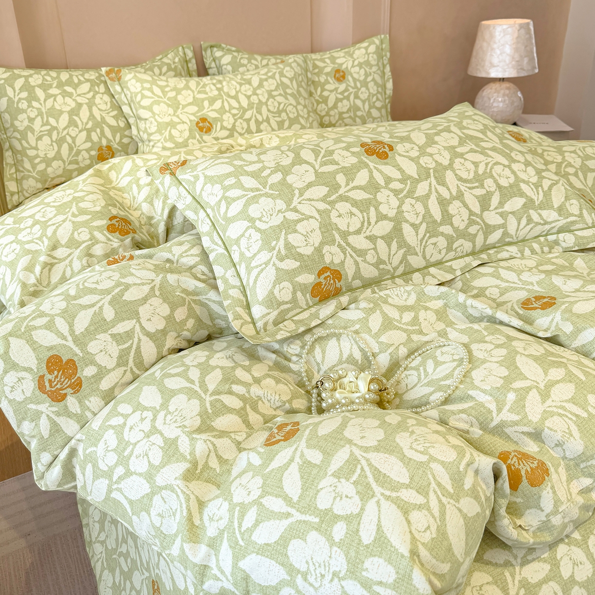 91家纺网 家纺一手货源 找家纺 壹贝家纺 2026新款全棉磨毛四件套系列 芷绿