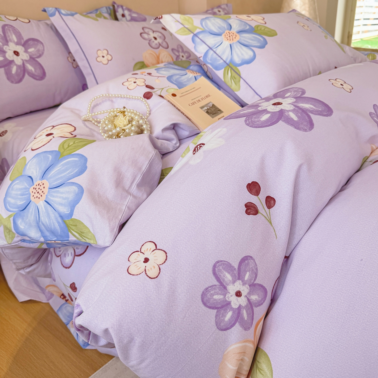 91家纺网 家纺一手货源 找家纺 壹贝家纺 2026新款全棉磨毛四件套系列 紫魅