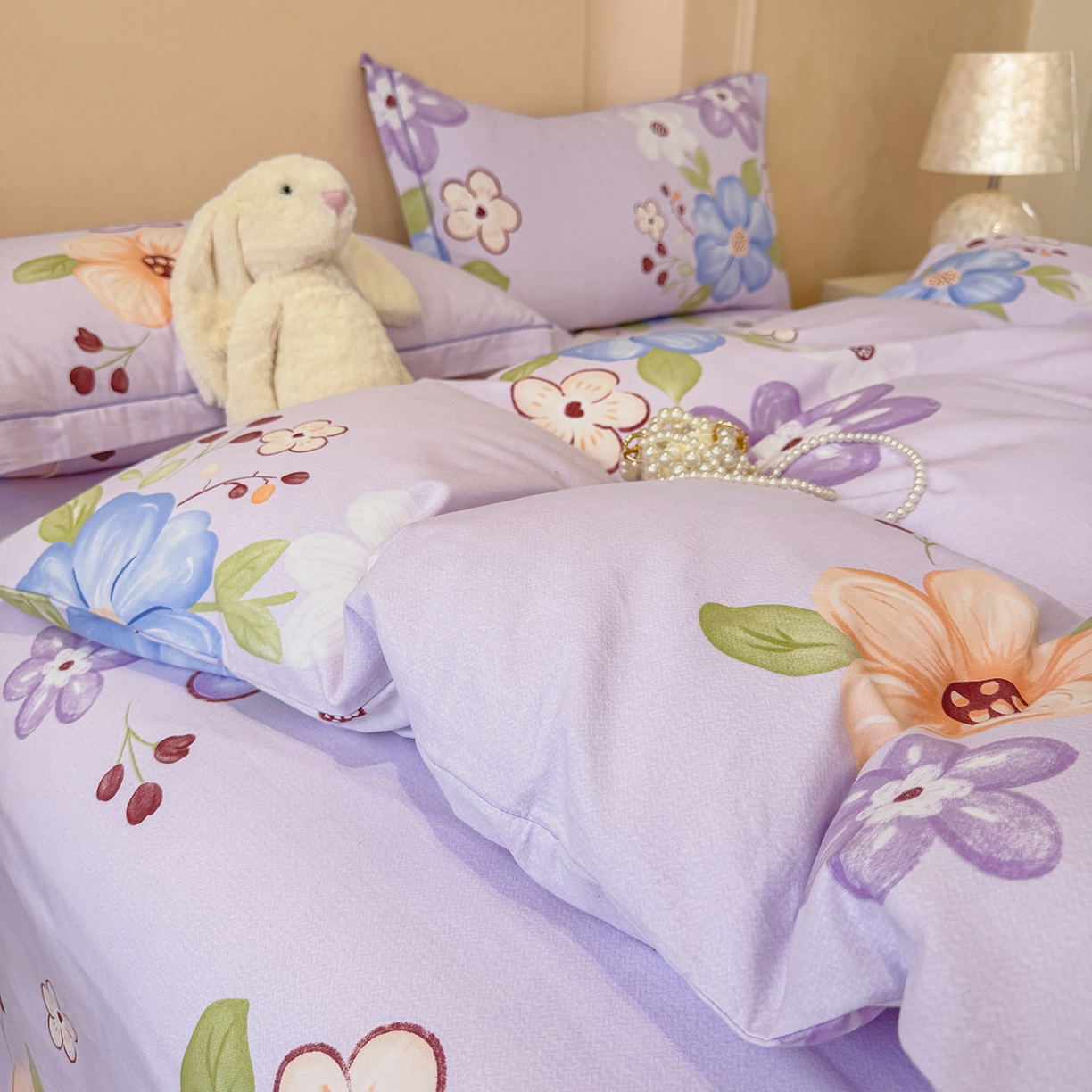 91家纺网 家纺一手货源 找家纺 壹贝家纺 2026新款全棉磨毛四件套系列 紫魅