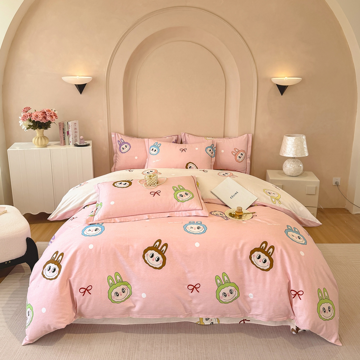 壹贝家纺 2026新款全棉磨毛四件套系列 lbb粉