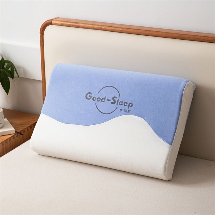 一粒麦子乳胶馆 2026年新款枕头枕芯生物基面包枕高低枕生物机新款枕头枕芯 高低枕-蓝白