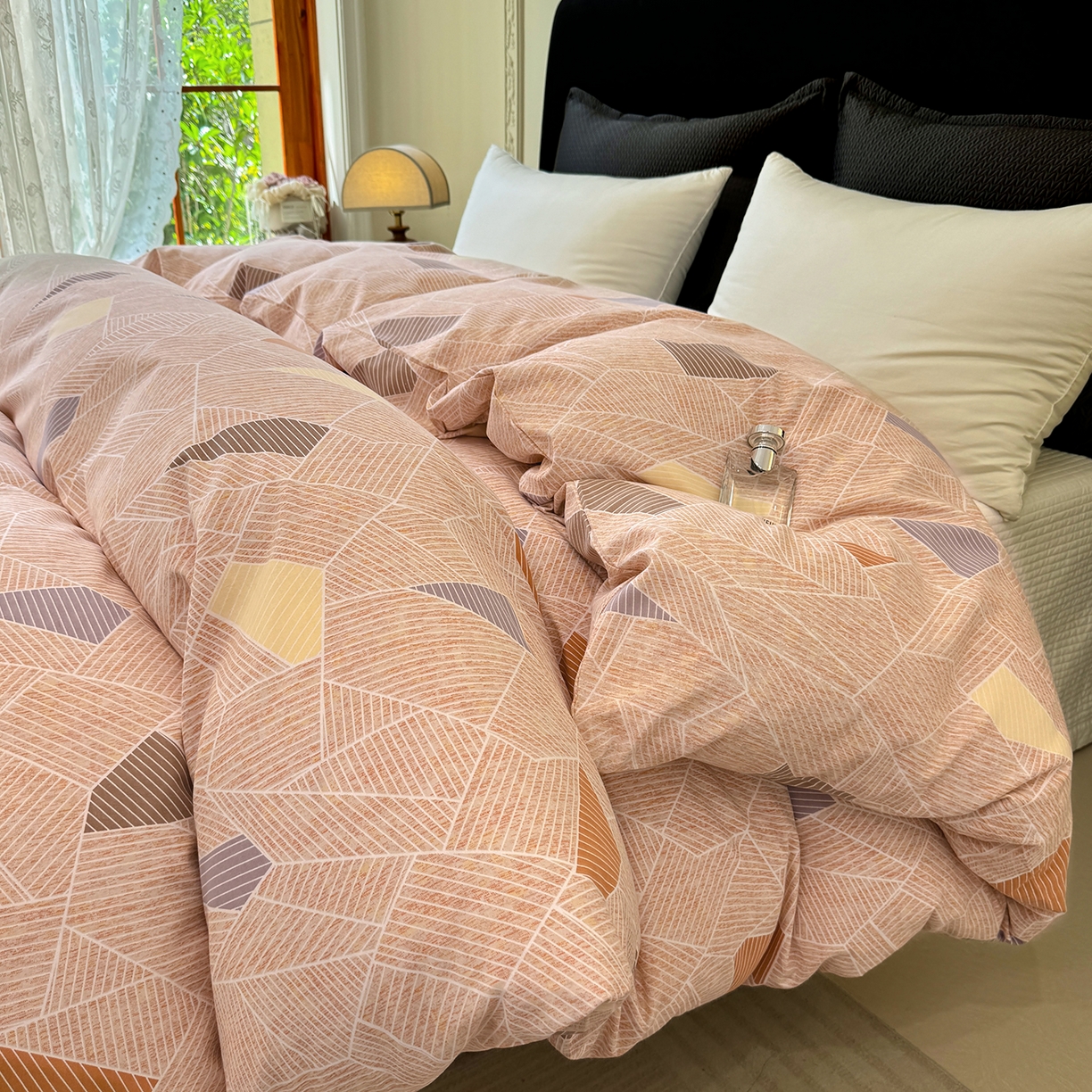 91家纺网 家纺一手货源 找家纺 壹贝家纺 2026新款全棉磨毛单品被套系列 记忆碎片-咖