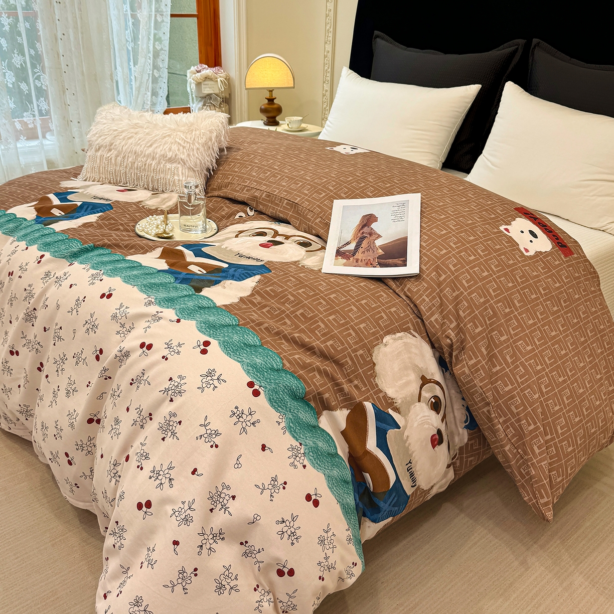 91家纺网 家纺一手货源 找家纺 壹贝家纺 2026新款全棉磨毛单品被套系列 凯宝-咖