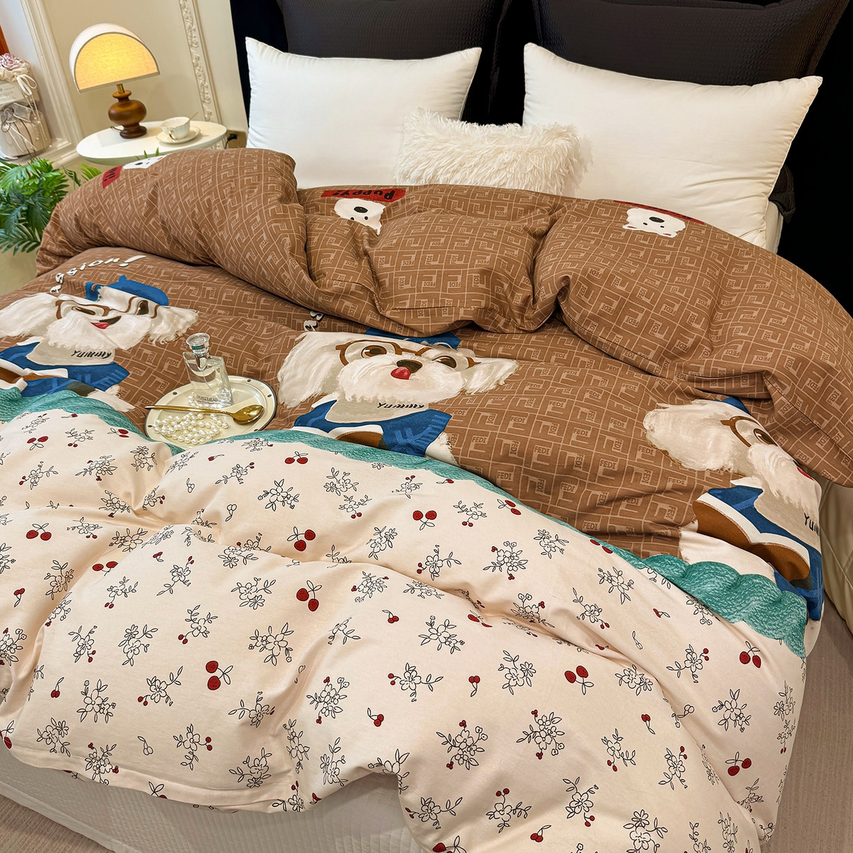 91家纺网 家纺一手货源 找家纺 壹贝家纺 2026新款全棉磨毛单品被套系列 凯宝-咖