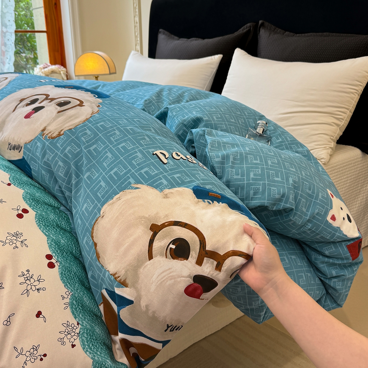 91家纺网 家纺一手货源 找家纺 壹贝家纺 2026新款全棉磨毛单品被套系列 凯宝-蓝