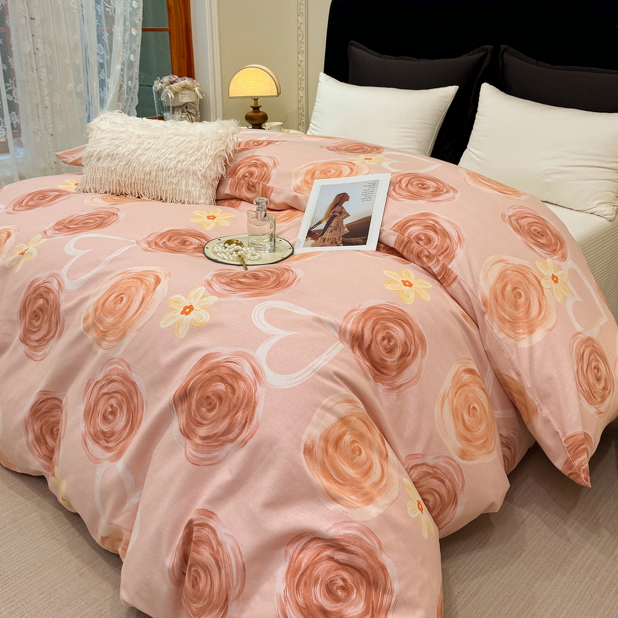 91家纺网 家纺一手货源 找家纺 壹贝家纺 2026新款全棉磨毛单品被套系列 浪漫的事