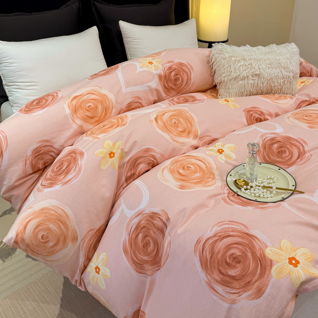 91家纺网 家纺一手货源 找家纺 壹贝家纺 2026新款全棉磨毛单品被套系列 浪漫的事