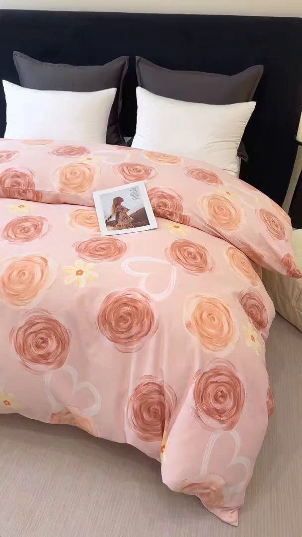 91家纺网 家纺一手货源 找家纺 壹贝家纺 2026新款全棉磨毛单品被套系列 浪漫的事